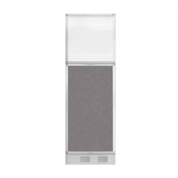Hush Panel Configurable Cubicle Partition 2' x 6' Slate Fabric Clear Fluted Window w/ Cable Channel